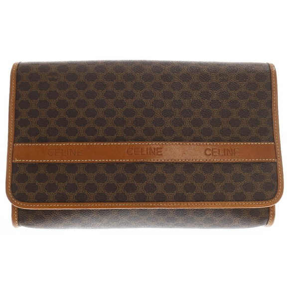 Celine Clutch Macadam Bag Brown - Picture 1 of 5